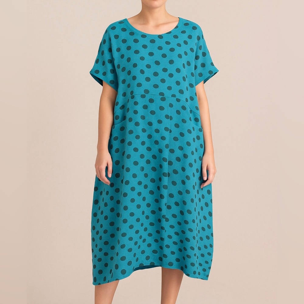 ▪️Fenini‎ Linen Dress Polka Dot Wearable Art Lagenlook Oversized XXL